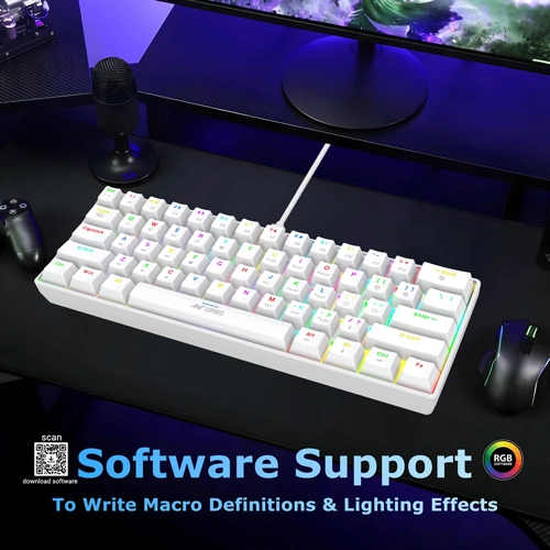 Ant Esports MK1300 V2 Mini RGB White Keyboard with Red Switches