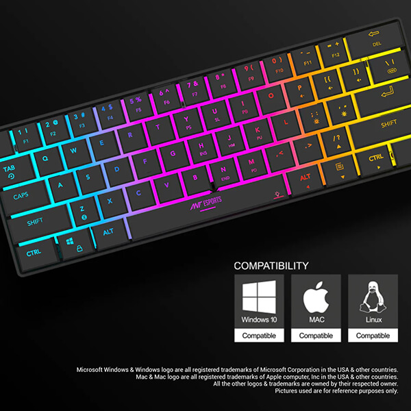 Ant Esports MK1500 Mini Wireless Gaming Keyboard with Membrane Switches (Black)