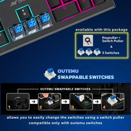 Ant Esports MK1850 Gaming Keyboard with Blue Switches