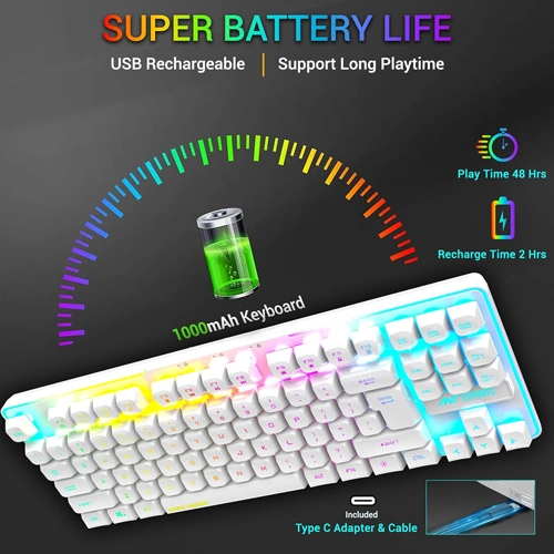 Ant Esports MK720 Pro V2 TKL White RGB Wireless Keyboard