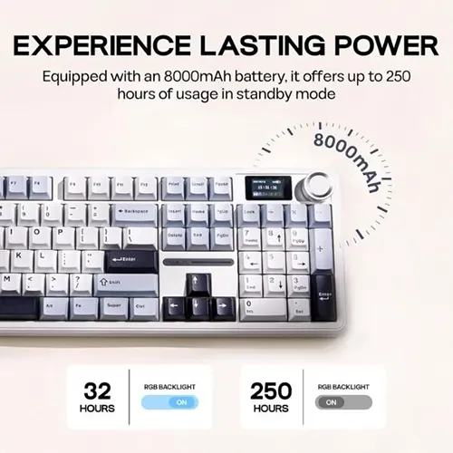 Aula F108PRO Ice Blue Tri-Mode Mechanical Gaming Keyboard with Reaper Switch