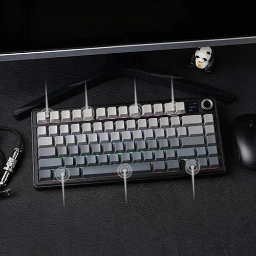 Aula F75 Max Side Engraved Keycaps Wireless Tri Mode RGB 75 Percent Mechanical Gaming Gradient Gray Keyboard With Reaper Switch