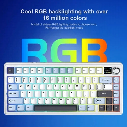 Aula F75 Max Wireless Tri Mode RGB 75 Percent Mechanical Gaming Ice Blue Keyboard With Reaper Switch