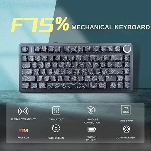 Aula F75 Wireless Tri Mode RGB 75 Percent Mechanical Gaming Keyboard With Star Vector Switch