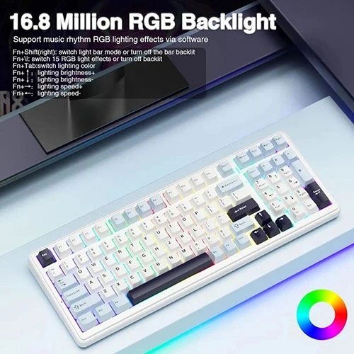 Aula F99 Tri Mode RGB Mechanical Gaming Ice Blue Keyboard with Reaper Switches