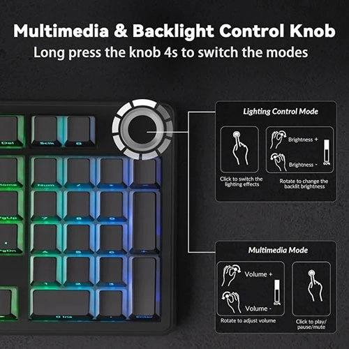 Aula F99 Pro Side Engraved Keycaps Wireless Tri Mode RGB Mechanical Gaming Gradient Gray Keyboard With Nimbus Switch