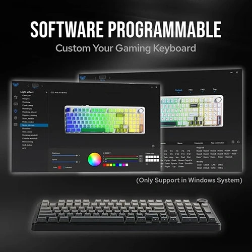 Aula F99 Pro Side Engraved Keycaps Wireless Tri Mode RGB Mechanical Gaming Gradient Gray Keyboard With Nimbus Switch
