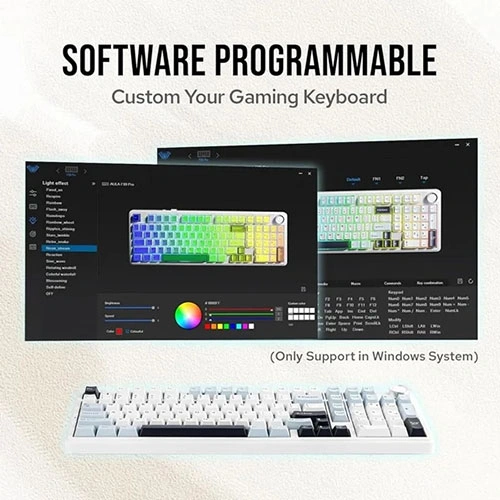 Aula F99 Pro Wireless Tri Mode RGB Mechanical Gaming Ice Blue Keyboard With Star Vector Switch