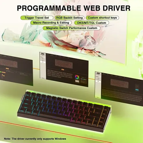 AULA Hero 68 HE 65 Percent White RGB Gaming Keyboard with Magnetic Switch