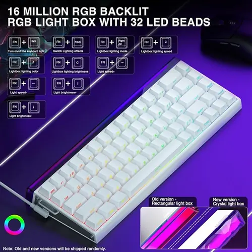 AULA Hero 68 HE 65 Percent White RGB Gaming Keyboard with Magnetic Switch