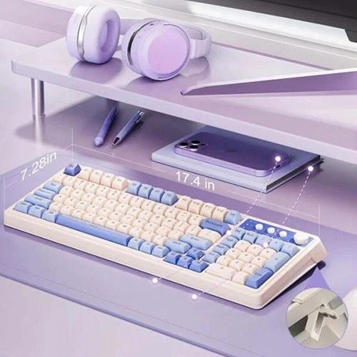 Aula S99 Tri-Mode Membrane Wireless Blue and White Gaming Keyboard