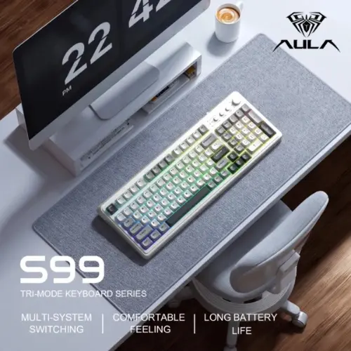 Aula S99 Grey White Tri-Mode Keyboard