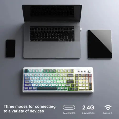 Aula S99 Grey White Tri-Mode Keyboard