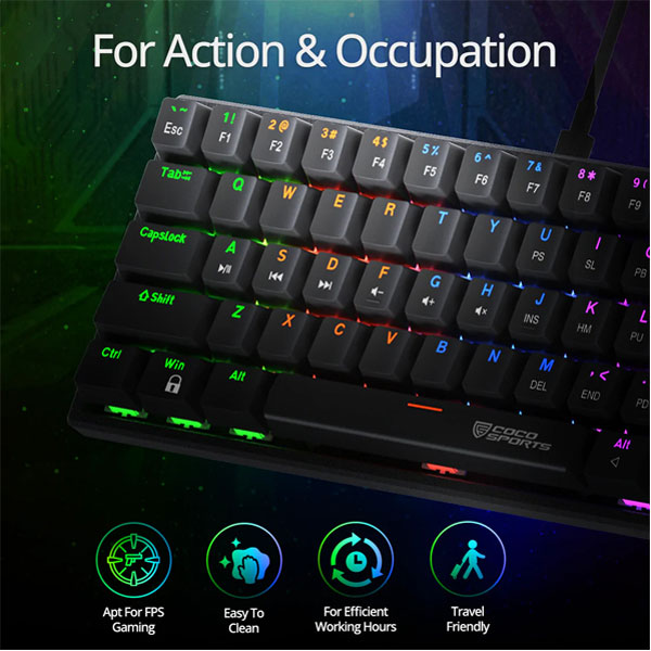 Coconut K21 Virgo Mini Mechanical Gaming Keyboard with Outemu Red Switches