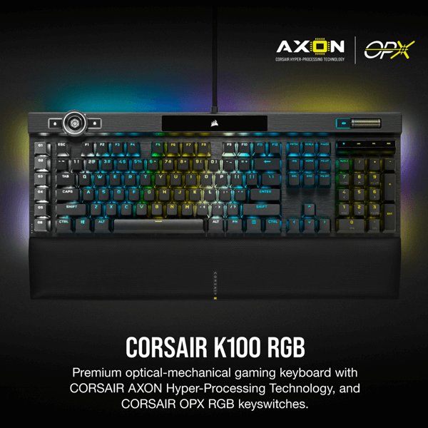 Corsair K100 RGB Optical-Mechanical Gaming Keyboard with OPX Switches (Midnight Gold)