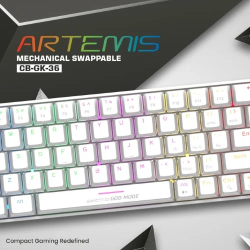 Cosmic Byte Artemis White Keyboard with Blue Mechanical Switch