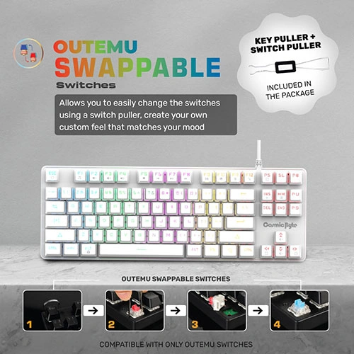 Cosmic Byte CB-GK-37 White Firefly TKL RGB Mechanical Keyboard