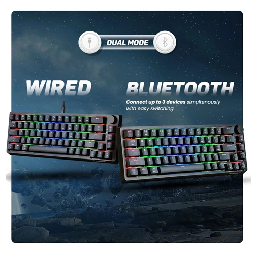 Cosmic Byte CB-GK-33 Astra Wired and Bluetooth Keyboard with Blue Switches