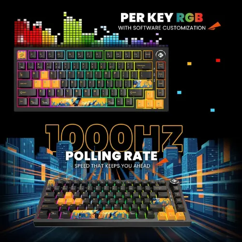 Cosmic Byte Phantom TKL Tri-Mode Keyboard with Red Mechanical Switch