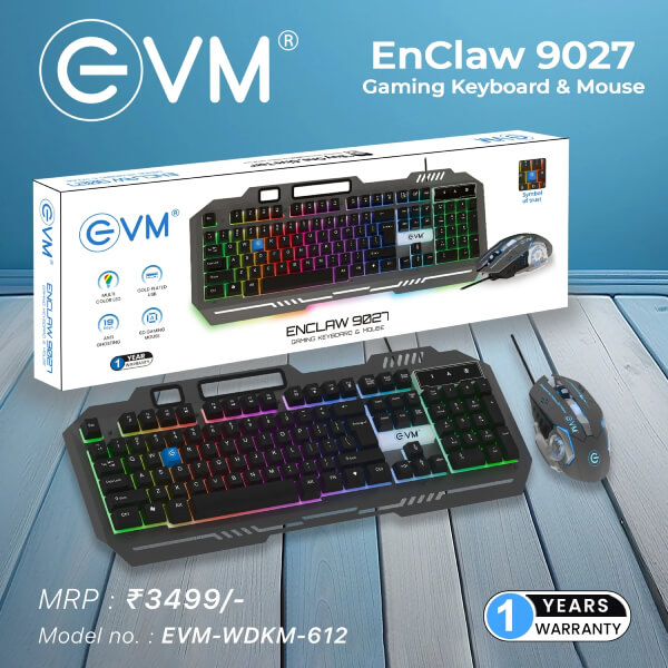 EVM EnClaw 9027 Grey Black Gaming Keyboard and Mouse Combo