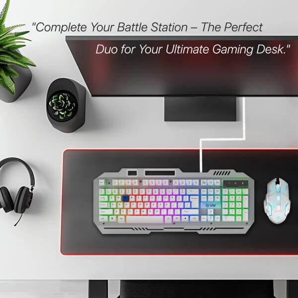EVM EnClaw 9027 Silver White Gaming Keyboard and Mouse Combo