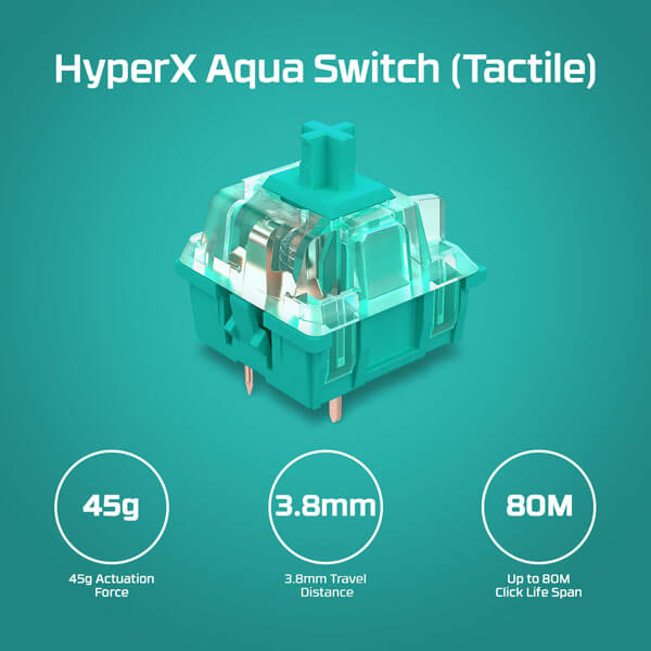 Hyperx Alloy Origins 60 Percent Mechanical Gaming Keyboard with Aqua Tactile Switches