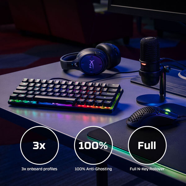 Hyperx Alloy Origins 60 Percent Mechanical Gaming Keyboard with Aqua Tactile Switches