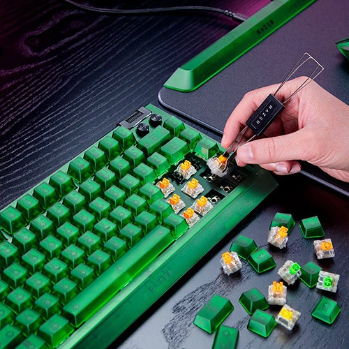 Razer Blackwidow V4 75 Percent Phantom Green Edition Mechanical Gaming Keyboard with Tactile Switches