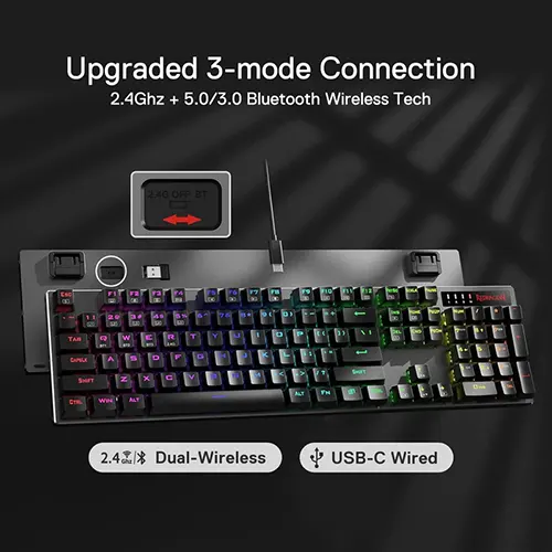 Redragon Dharma Pro K556 Pro Wireless Mechanical RGB Gaming Keyboard With Red Switch