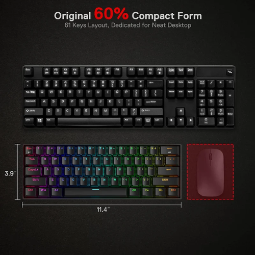 Redragon Draconic Pro K530 Pro Tri-Mode Keyboard with Red Mechanical Switches
