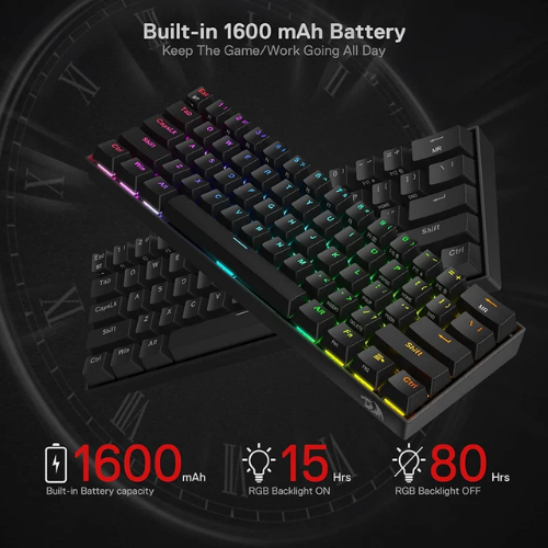 Redragon Draconic Pro K530 Pro Tri-Mode Keyboard with Red Mechanical Switches