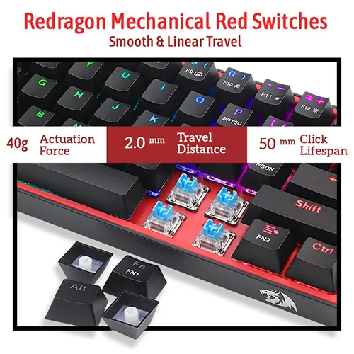 Redragon Fizz K617 Mechanical RGB Gaming Keyboard With Red Switch