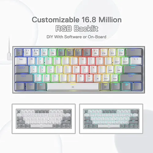 Redragon Fizz K617 White and Grey Mechanical RGB Gaming Keyboard With Red Switch