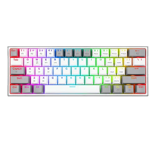 Redragon Fizz Pro K616 White and Grey Wireless Mechanical RGB Gaming Keyboard With Red Switch