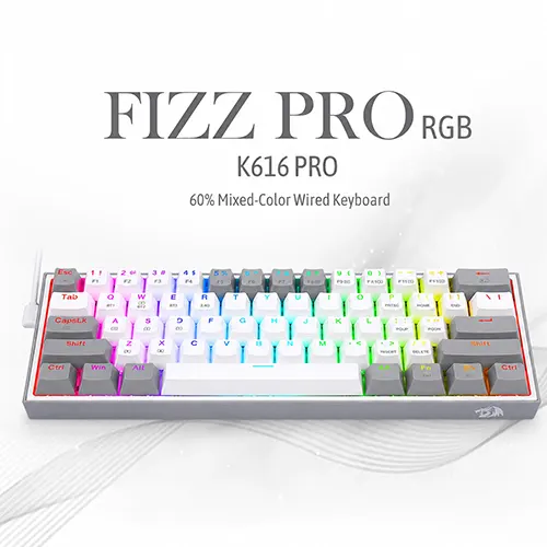 Redragon Fizz Pro K616 White and Grey Wireless Mechanical RGB Gaming Keyboard With Red Switch