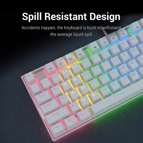 Redragon Kumara K552 TKL RGB Mechanical White Keyboard with Blue Switches