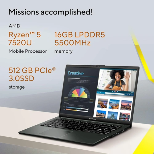 Asus VivoBook Go 15 E1504FA-NJ1505WS Laptop (AMD Ryzen 5-7520U/Black)