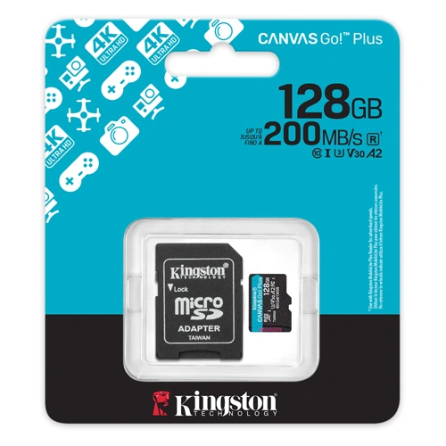 Kingston Canvas Go Plus microSD Memory Card 128GB with Adapter