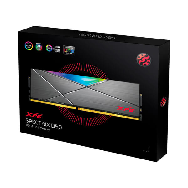 Adata Spectrix D50 RGB 16GB (16GBx1) DDR4 3000MHz Desktop RAM (Tungsten Grey)