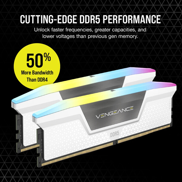Corsair Vengeance RGB White 32GB (16GBx2) 6000MHz CL30 DDR5 Ram