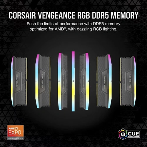 Corsair Vengeance RGB Grey 64GB (32GBx2) 5600MHz CL36 DDR5 RAM