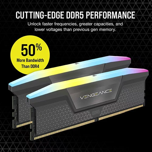 Corsair Vengeance RGB Grey 64GB (32GBx2) 5600MHz CL36 DDR5 RAM