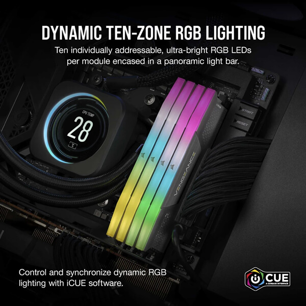 Corsair Vengeance RGB Series 64GB (32GBx2) 5600MHz CL40 DDR5 Ram