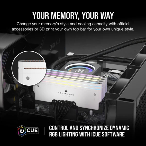 Corsair Dominator Titanium RGB White 32GB (16GBx2) 7200MHz CL34 DDR5 RAM