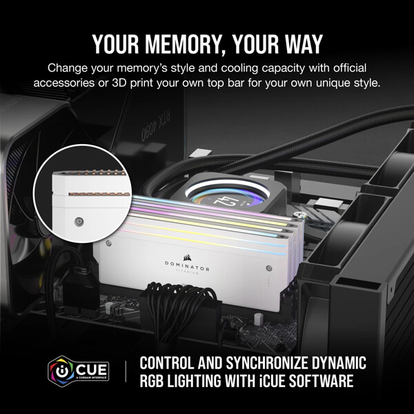Corsair Dominator Titanium RGB White 64GB (32GBx2) 6000MHz CL30 DDR5 RAM