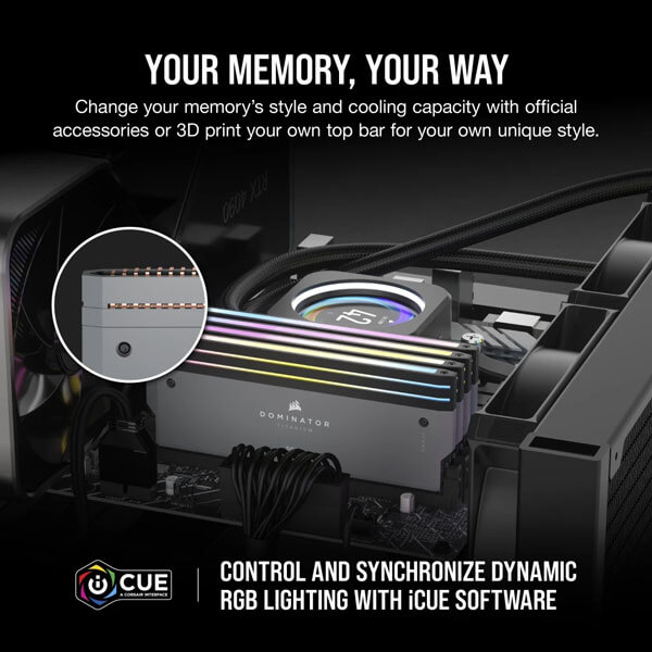 Corsair Dominator Titanium RGB Grey 64GB (32GBx2) 6000MHz CL30 DDR5 RAM
