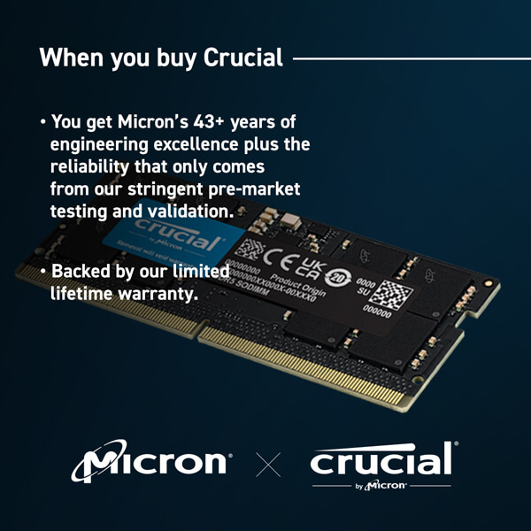 Crucial 16GB 5200MHz CL42 DDR5 Laptop RAM