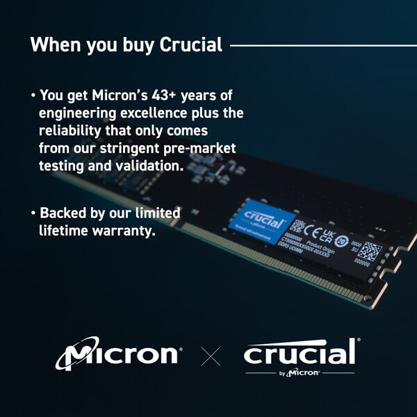 Crucial 16GB 5200MHz CL42 DDR5 Desktop RAM