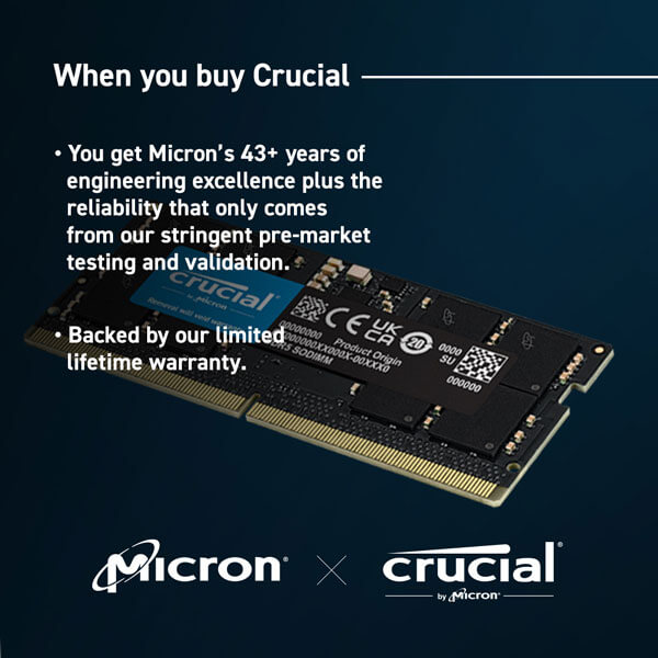 Crucial 32GB 4800MHz CL40 DDR5 Laptop RAM