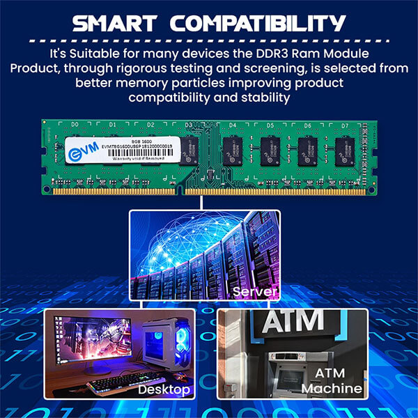 EVM 8GB (8GBx1) DDR3 1600MHz Desktop RAM